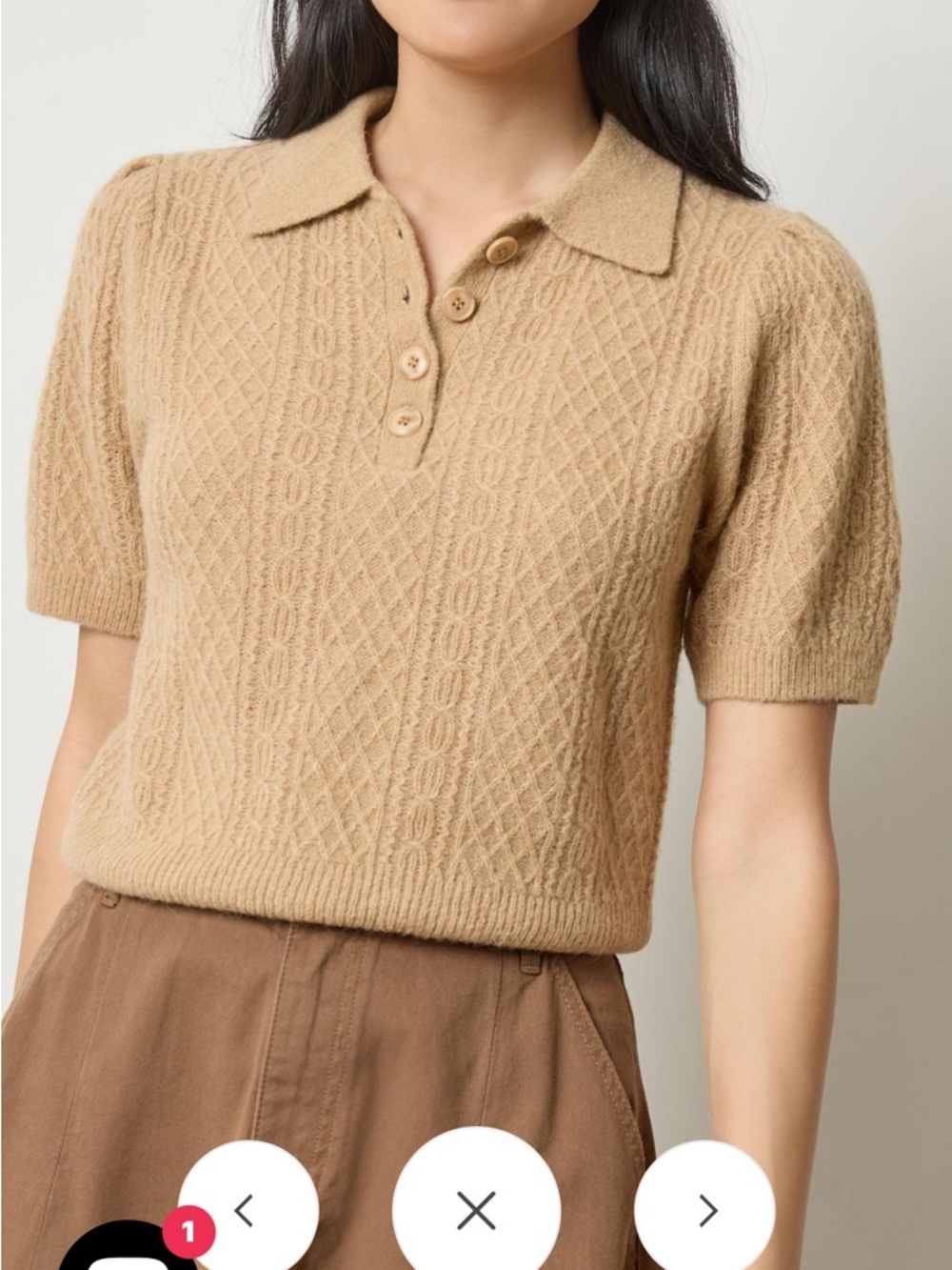 Lilla P MIXED STITCH ELBOW SLEEVE POLO